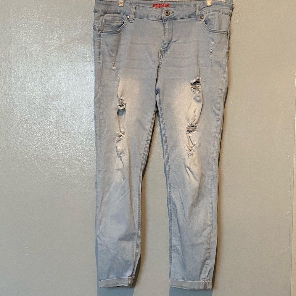Distressed and Cropped Wax Jeans
